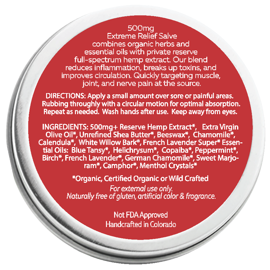 Nana's Rub Extreme Relief Recovery Hemp CBD Salve 500mg | Organic Herbs + Essential oils