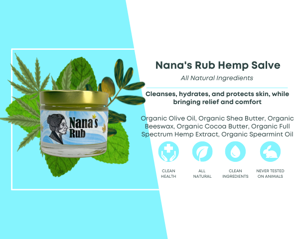 Nana's Rub Hemp Salve is all organic and natural