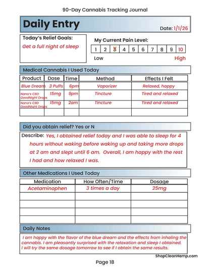 90-Day Cannabis Tracking Journal | Digital Files | prepared by: MMJ_David